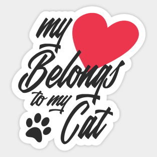 My Heart Belongs to My Cat Funny Valentine Calligraphy Sticker